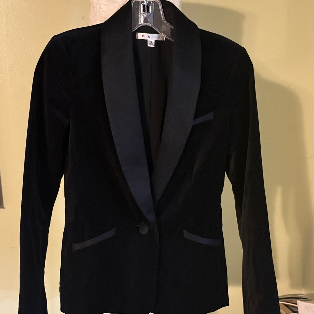 CAbi Black Velvet Shawl Collar Blazer